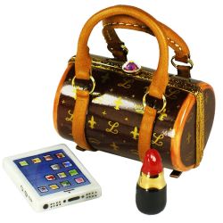 Designer Fashion Handbag, Cell Phone Limoges Box | Authentic  Hand-Painted French Porcelain Gift | Collectible Limoges Art Trinket Box