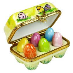 Easter Egg Carton with Bunny Limoges Box by Beauchamp | Authentic Limoges Trinket Box – Hand-Painted French Porcelain Easter Gift 