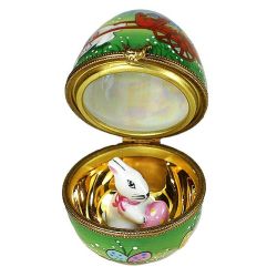 Large Easter Egg with Rabbit Limoges Box by Beauchamp | Luxury Authentic Limoges Boxes from Limoges – Collectible Porcelain Art Easter Gift