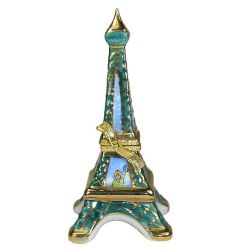 Eiffel Tower with People Inside Limoges Box, a Retired 100% Authentic French Porcelain Travel Icon Collectible and Travel Gift