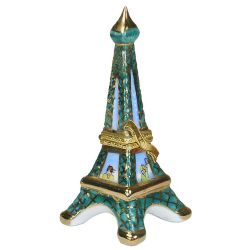 Eiffel Tower with People Inside Limoges Box, a Retired 100% Authentic French Porcelain Travel Icon Collectible and Travel Gift