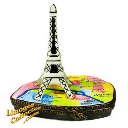 Eiffel Tower over Paris Metro Map Limoges Box