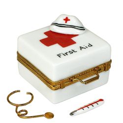 First Aid Kit with Nurse Hat, Thermometer & Stethoscope Limoges Box (Beauchamp)