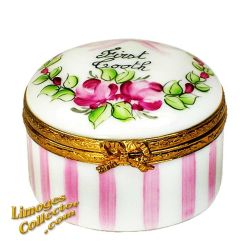 Baby's First Tooth Roses & Pink Stripes Limoges Box (Beauchamp)