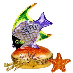 Tropical Fish Purple Blue Limoges Box (Beauchamp)