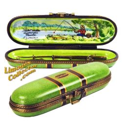 Fishing Case with Rod & Fish Limoges Box (Retired)