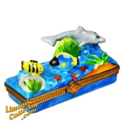 Tropical Fish & Dolphin Underwater Seascape Limoges Box (Retired)