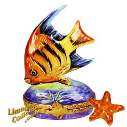 Tropical Fish Orange Yellow & Gold Limoges Box (Beauchamp)