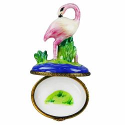 Pink Flamingos at Waterfront Limoges Box by Beauchamp