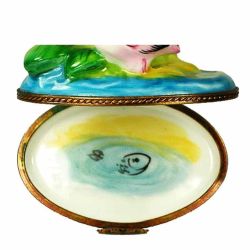 Pink Flamingos at Waterfront Limoges Box for Collectors French Porcelain Limoges Boxes Trinket Boxes