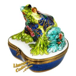 Floral Water Lily Frog Limoges Box (Chamart)