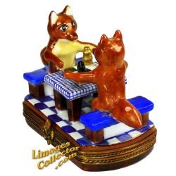 Foxes Playing Chess Limoges Box (Chamart)