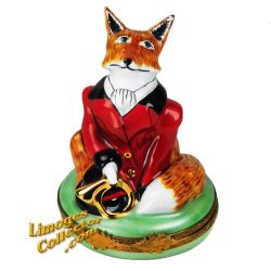 Fox Hunter with Fox Hunting Horn Limoges Box (Retired)