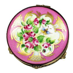 Galerie Collection Pink Floral Limoges Box for Collection | Porcelain Limoges Trinket Box 