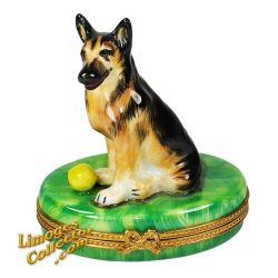 German Shepherd with Ball Limoges Box (Beauchamp)