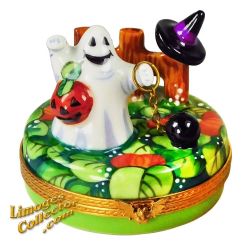 Ghost in Pumpkin Patch with Owl Limoges Box (Beauchamp)