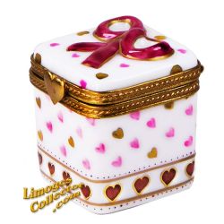 Gift Box with Red & Pink Hearts Limoges Box (Retired)