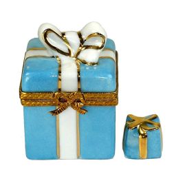  Limoges Box Tiffany-Inspired Turquoise & White French Porcelain, Authentic Hand-Painted Porcelain Limoges Boxes France Gift