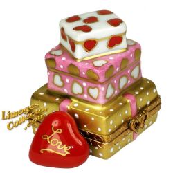 Stack of Gifts with Hearts Limoges Box (Beauchamp)