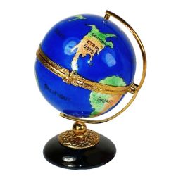 World Globe on Stand Limoges Box (Beauchamp)