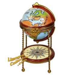 Globe Bar with Glasses & Crystal Decanter Limoges Box (Retired)