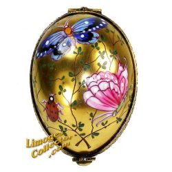 24K Gold Egg with Butterflies & Ladybugs Limoges Box (Beauchamp)