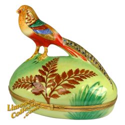 Exotic Golden Pheasant in the Meadow Limoges Box (Rare)