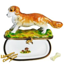 Golden Retriever Dog with Bone Limoges Box (Retired)
