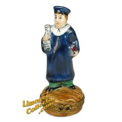 Graduate in Dark Blue Robe Limoges Box (Retired)