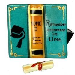 Graduation Book with Cap & Diploma Limoges Box by Beauchamp | 100% Authentic Hand-Painted Porcelain Imported from France