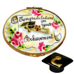 Classic Graduation Box with Cap Limoges Box by Beauchamp | 100% Authentic French Porcelain Figurine Gift for the Graduate