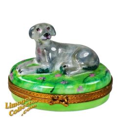Gray Pointer Dog Limoges Box (Beauchamp)