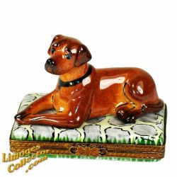 Great Dane with Cat inside Limoges Box (Beauchamp)