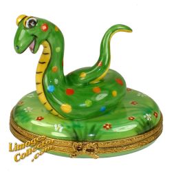 Happy Green Snake in the Grass Limoges Box (Beauchamp)