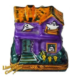 Halloween Purple Haunted House with Ghosts Limoges Box (Artoria)
