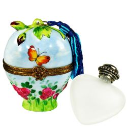 Heart Roses & Butterfly Perfume Chest Limoges Box | Authentic Hand-Painted French Porcelain Gift | Limoges Boxes France Trinket Box