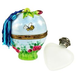 Heart Roses & Butterfly Perfume Chest Limoges Box | Authentic Hand-Painted French Porcelain Gift | Limoges Boxes France Trinket Box