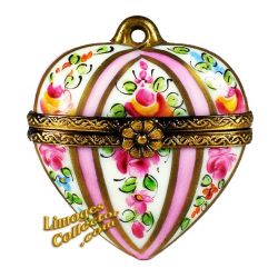 Classic Heart Pink Roses Pendant Limoges Box