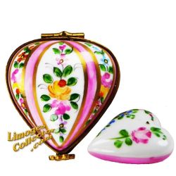 Classic Pink Rose Heart with Heart Limoges Box