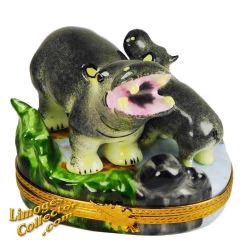 Hippo and Baby in the Wild Limoges Box (Beauchamp)