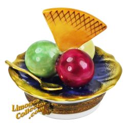 Ice Cream Limoges Box 3 Scoops with Wafer Porcelain Limoges Trinket Box (Retired)