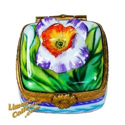 Iris on Small Square Limoges Box (Beauchamp)