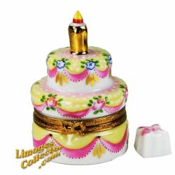 2-Layer Ivory & Rose Cake Limoges Box with Gift (Beauchamp)