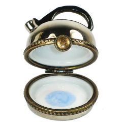 Chrome Whistling Tea Kettle Limoges Box, a Retired 100% Authentic French Porcelain Figurine Collectible & Gift