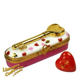 Golden Key to My Heart Limoges Box with Red Heart (Beauchamp)