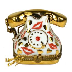 Hearts & Kisses Telephone Limoges Box (Retired)