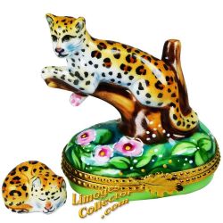 Leopard Mama & Cub Limoges Box (Beauchamp)