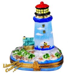 Colorful Lighthouse by the Shore Limoges Box (Beauchamp)