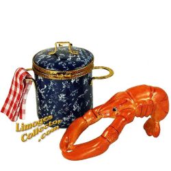 Lobster in Blue Pot Limoges Box - Beauchamp