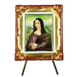 Mona Lisa with Gold Frame Limoges Box on Stand by Beauchamp, Authentic Hand-Painted Limoges Boxes France